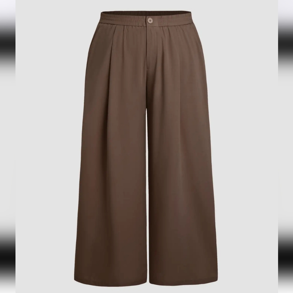 Cider High Waist Brown Wide Leg Pants Plus Size